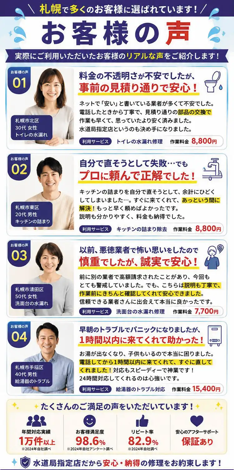 札幌で多くのお客様に選ばれています！実際にご利用いただいたお客様のリアルな声をご紹介します！