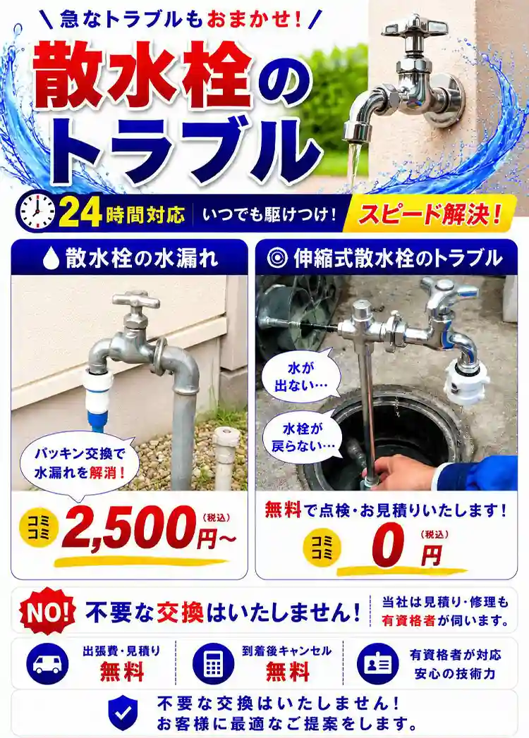 急なトラブルもおまかせ！散水栓のトラブル