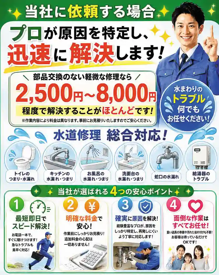 プロが原因を特定し、迅速に解決します！